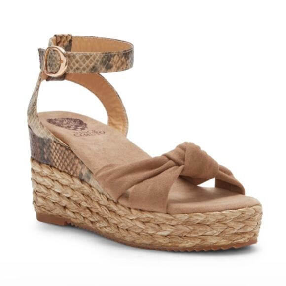 Vince Camuto Womens 9 Keedra Snake Embossed Platform Wedge Sandal NEW - Picture 1 of 11